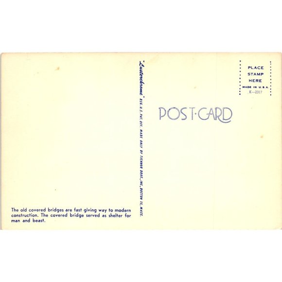 Covered Bridge Postcards Travel Souvenir Unposted New England Vintage - Picture 2 of 2